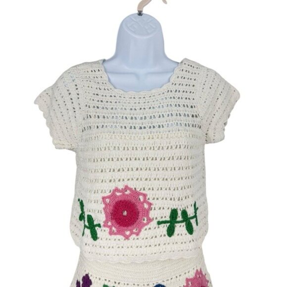 Tuckernuck Love the Label NEW Leighton Crochet Matching Set Ivory Floral Size S - Picture 7 of 13
